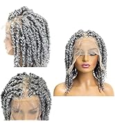 PIB 12'' Single Full Lace Wig – Spring Twist Square Parted, Knotless Braided Wigs for Black Women...