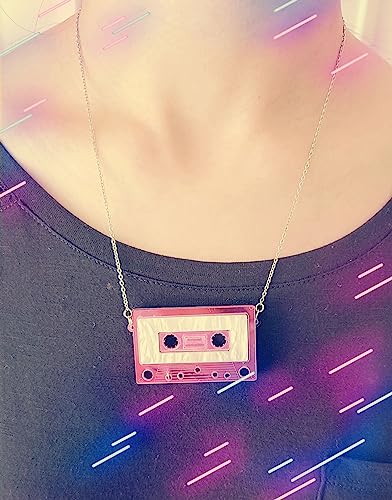 Womens Mens Retro 1980s Music Cassette Music Tape Pendant Vintage Style Costume Novelty Chain Necklace4