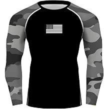 Zimperad US Flag Long Sleeve T-Shirt-Patriotic Compression Tee Training Rash Guard for MMA BJJ Wrestling
