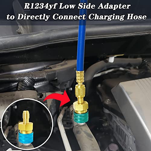 Boltigen R1234Yf Low Side Quick Coupler，R1234Yf To R134A Ac Charging Hose Adapter Fitting Connector For Car Air-Conditioning (Gold) #TOP1