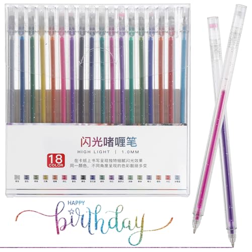 Qianyu Glitter Gel Pens 18 Colors Metallic Sparkle Gel Ink