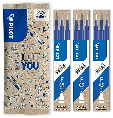Recharges FriXion Pilot bleues lot de 3 étuis à pointe fine pour stylo effaçable