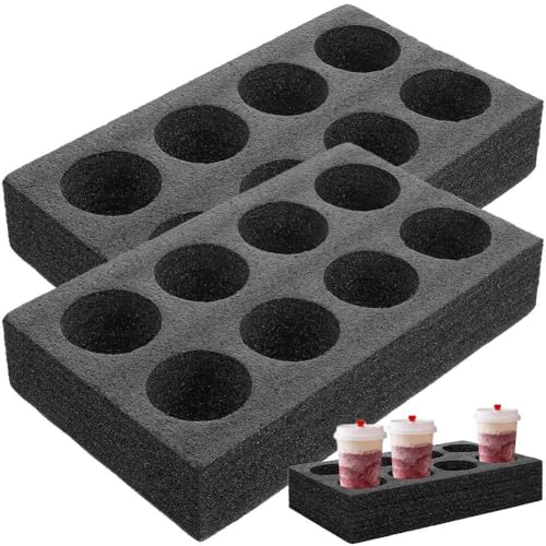 HiyyFloy Plateau De Support De Boisson en Mousse 2 Pièces Porte-café en Mousse Support De Transport De Tasse De Boisson pour Livraison De Boissons Chaudes Ou...