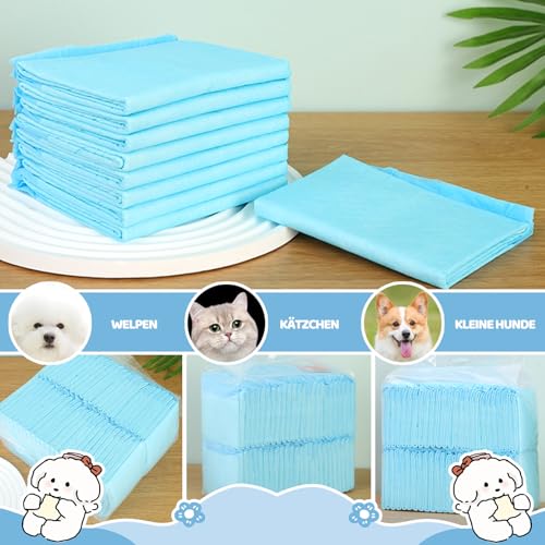 100 Stück PIPI Matten für Hunde, 33x45cm Welpen Unterlagen Trainingspads, Auslaufsicheres 5 Lagiges Design, Super Saugfähige Oberfläche, Welpenunterlagen Einweg für Kranke und Inkontinente Tiere