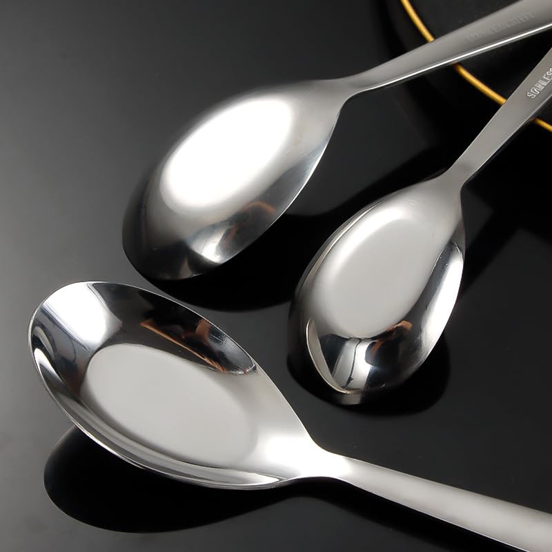 ONUIFIKE Silverware Set, 1/4/6/8 Pieces Stainless Steel Spoons, Thickened Spoons, Creative Flat-bottomed Spoons, Extended Household Soup Spoons, Home Cutlery Flatware Set(1 Piece)