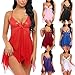 Bluelucon Dessous Damen Sexy Unterwäsche Reizwäsche Negligee V-Ausschnitt Body Dessous Lingerie Nachthemd Unterkleid Spitze Kurzarm Nachtwäsche V-Ausschnitt Nachtkleid Sleepwear mit Panties BL2210