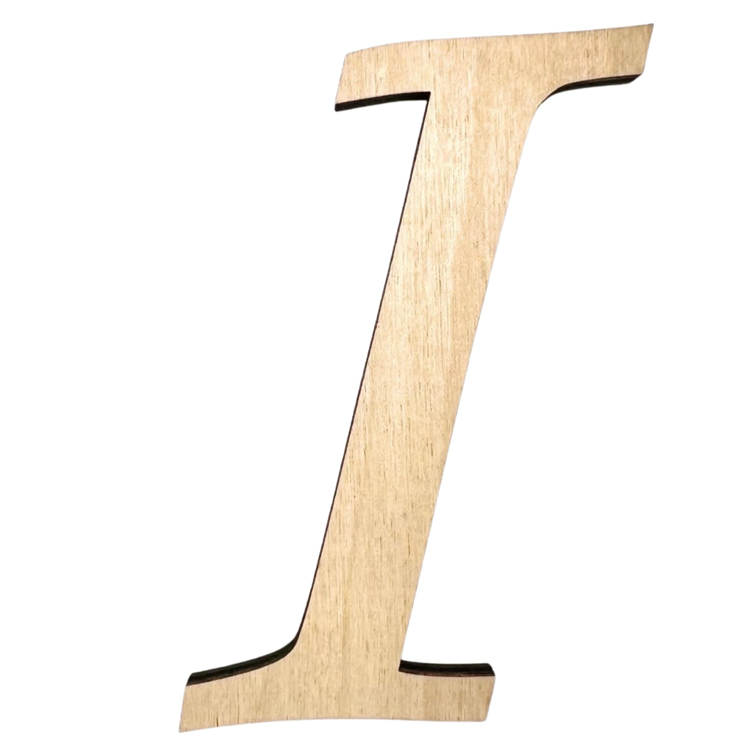Krafty Supply (Monotype) Letters, Unfinished Wooden Letters, Sturdy and Durable, Paintable Birch Craft Alphabet (10in Tall, 1-4in Thick,Letter I)