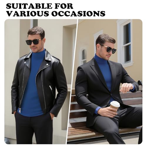 Image of Men's Turtleneck Casual Basic High Neck Long Sleeve T Shirts Half Neck Lightweight Pullover Sweater
