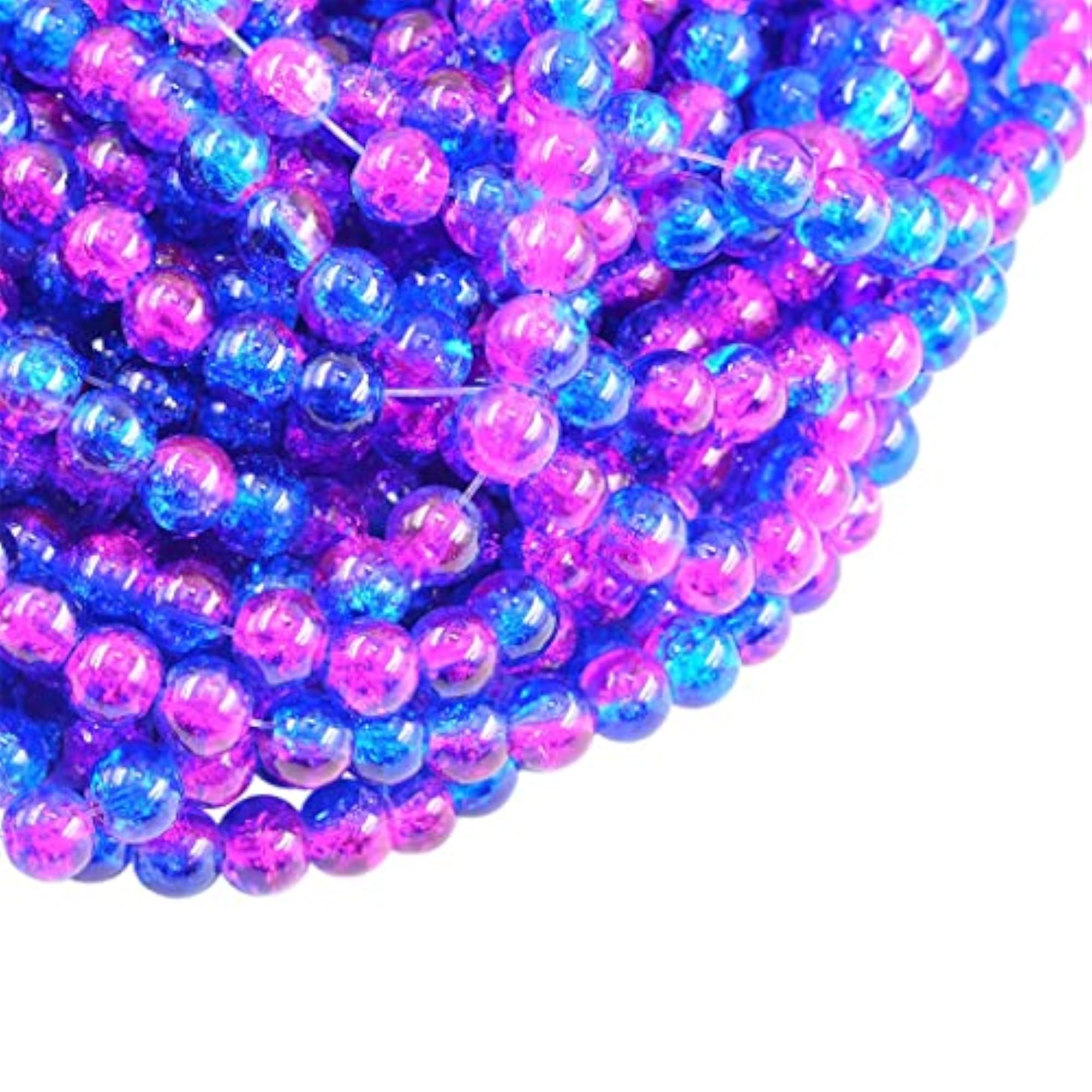 8mm Gorgeous Crackle Lampwork Glass Round Beads Strand