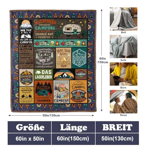 Camping Geschenke, Camping Geschenke für Männer, Geschenke für Camper, Camper Geschenke, Camping Deko, Wohnmobil Geschenk, Camping Gadgets Wohnmobil, Wohnwagen Zubehör Innen, Camping Decke 150 x 130CM