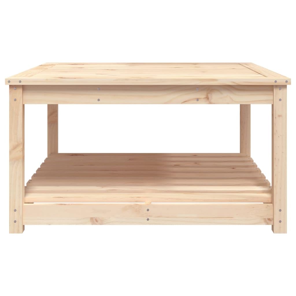 Tavolo da giardino in legno di pino massiccio, 82,5 x 82,5 x 45 cm, stabile, per esterni, piccolo tavolo da balcone, resistente alle intemperie, per terrazza, lounge con ripiano, per giardino