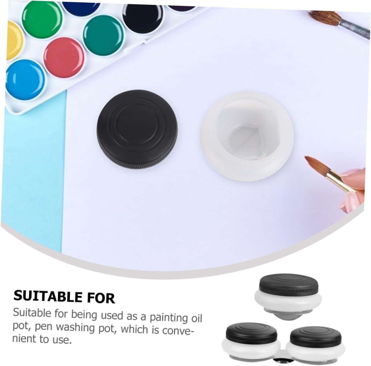 VILLFUL 2pcs Stainless Steel Palette Cup with Lid Artist Brush Cleaning Jar for Oil Painting Durable and Easy to Clean Compact Design for Outdoor Use