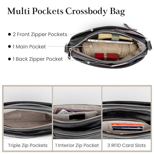 befen Small Genuine Leather Crossbody Purse Bags for Women, Multi Pockets Shoulder Handbag with RFID Blocking Card Slots3