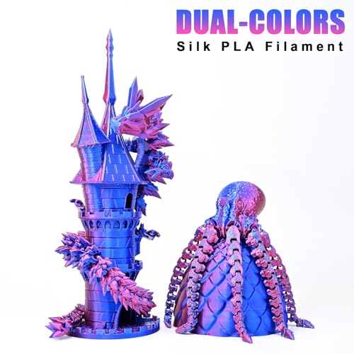 Image of PLA Filament 1.75mm, Silk PLA 3D Printer Filament, Dual Color Filament - Red Blue 1.75 PLA Filament- 2 in 1 Coextrusion 3D Filament PLA 1.75 + /-0.02mm, Fit to AMS, 1kg /Spool