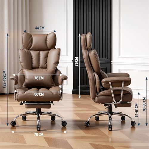 Image of Efomao Big and Tall Office Desk Chair, Brown
