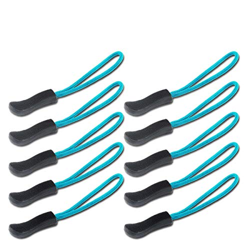 DYZD Durable Zipper Pulls Tab Tags Cord Pulls Zipper Extension Zip Fixer for Backpacks, Jackets, Luggage, Purses, Handbags (Blue,10 PCS)