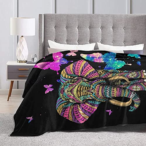 Sigyclu Elephant Butterfly Throw Blanket For Couch Sofa Bed Soft Cozy Fuzzy Black Galaxy Elephant Gifts For Women Adults Kids 50"X40" #TOP6