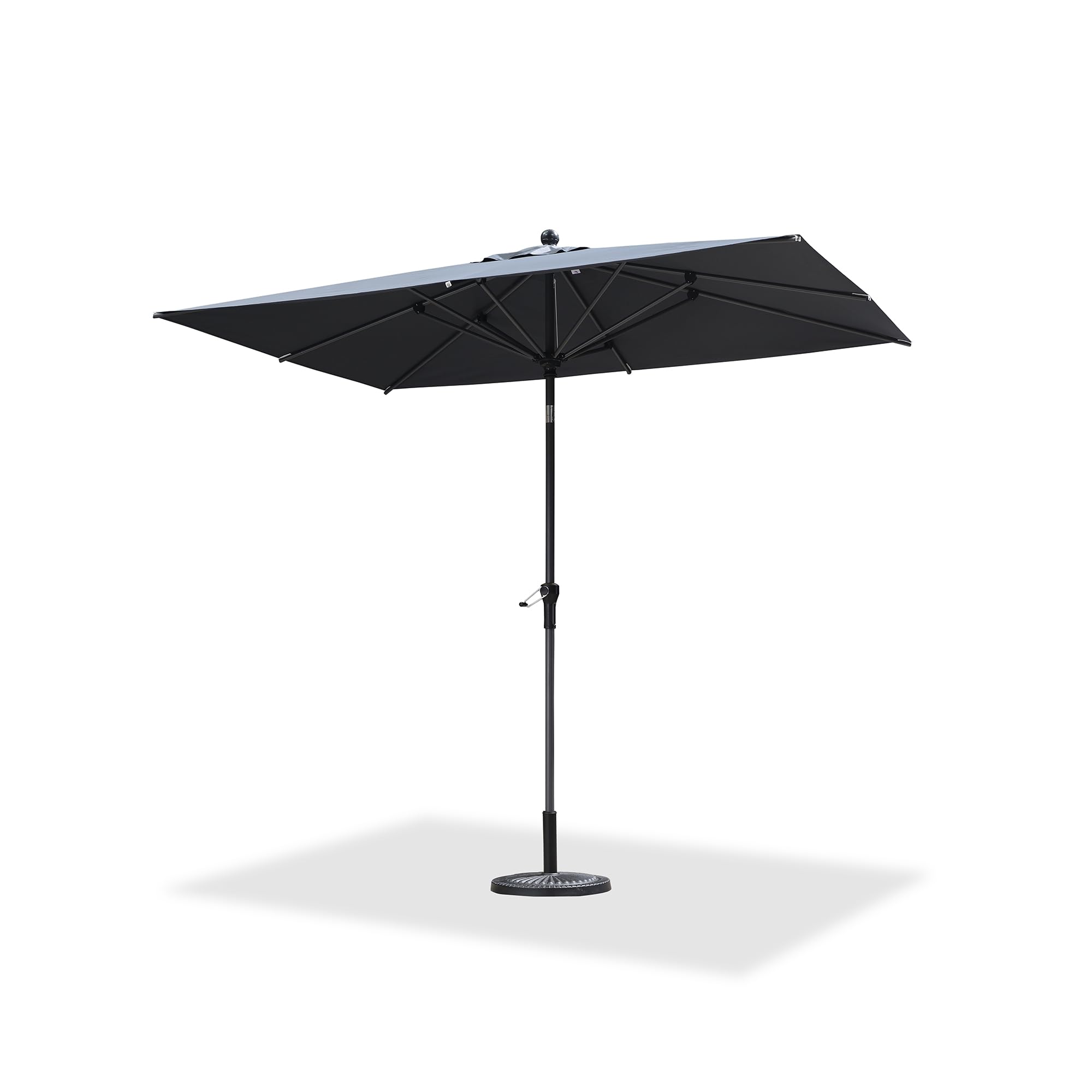 PURPLE LEAF Sombrilla Terraza Exterior Ajustable 180 x 270 cm Rectangular con 8 Varillas y Poste Central de Aluminio, Tela con Protección UV para Balcón Terraza Patio, Gris