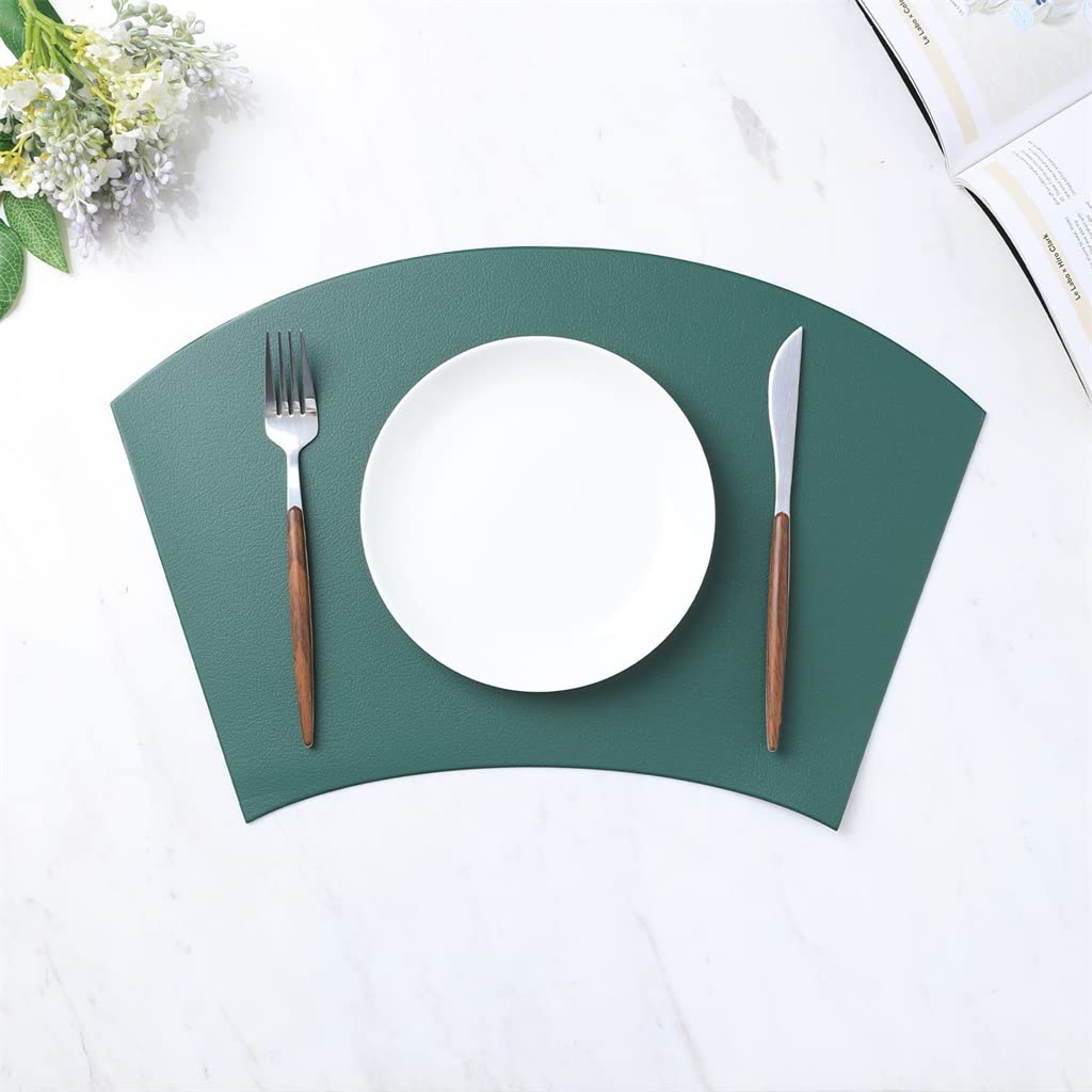 Napperons en cuir design éventail argenté pour table élégante 45x30cm