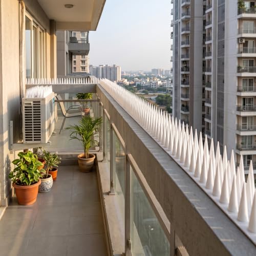 Image of Bird Spike 25 Piece White | Pigeon Bird Control Spikes for Balcony, Railing, Window, AC & Roof