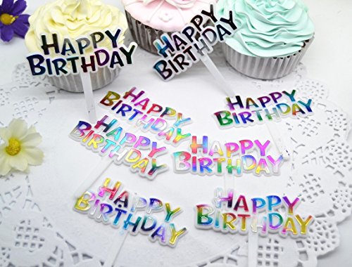 Warmtree Colourful Happy Birthday Cupcake Picks Cake Toppers,Pack Of 50 #TOP4