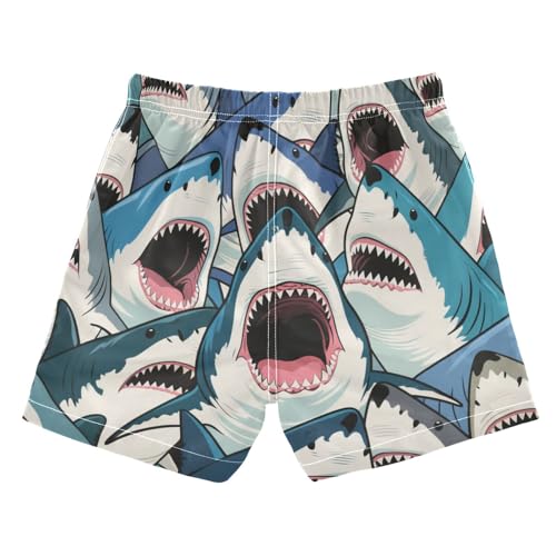 Colorful Cartoon Animal Shark Boxer Brief Youth Teen Beach Bathing Suits Lightweight Lined Beachwear 2T2