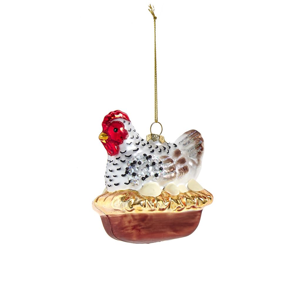 Poule en verre argenté Kurt Adler, un ornement d'exception unique