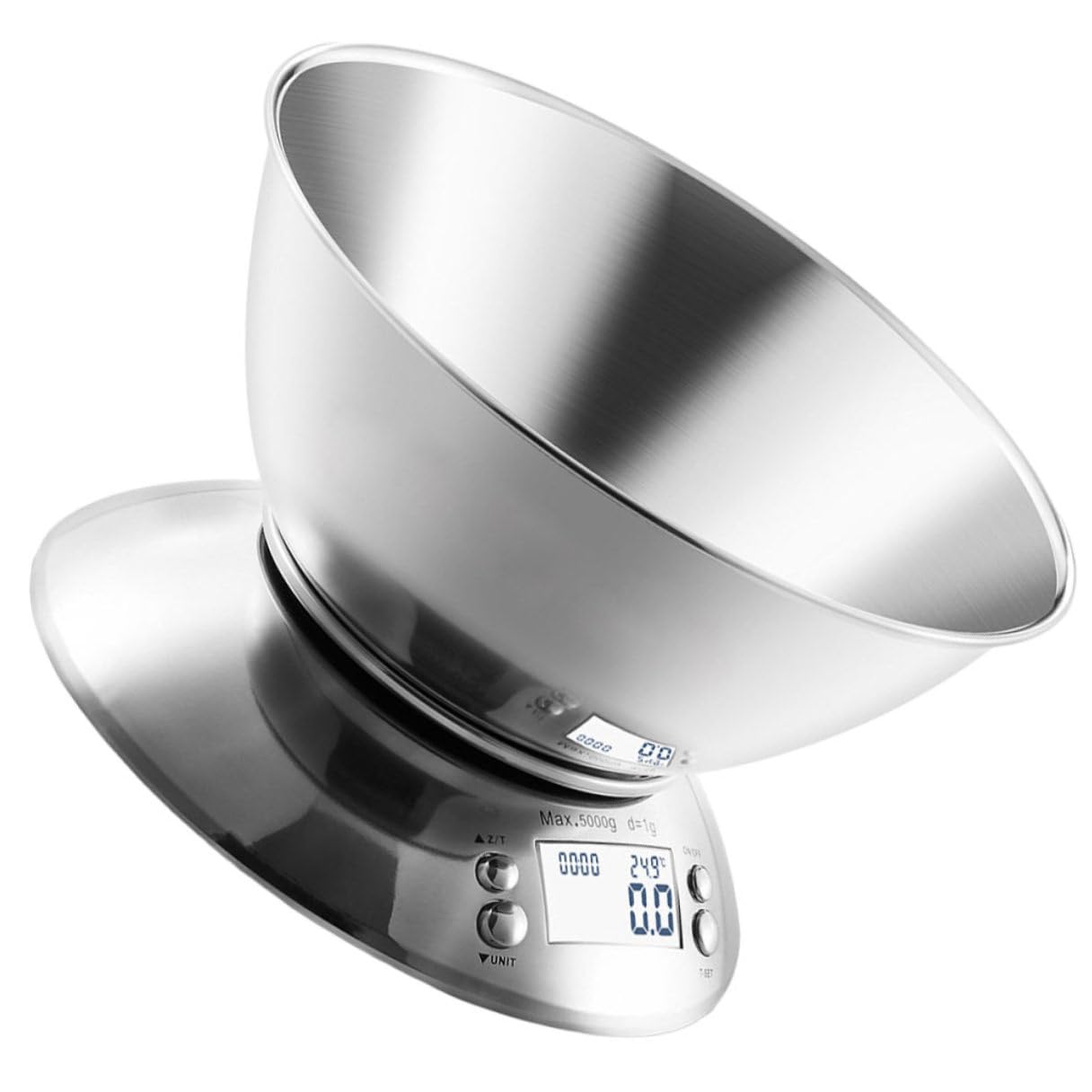 Digital Kitchen Scale Stainless Steel with Removable Bowl and Timer High Precision Electronic Food Scale for Home Cooking and Baking Use Random Color