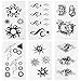 Micropromo 18 Sheets Fashion Black Unisex Pattern Removable Premium Waterproof Temporary Tattoo Body Art Stickers Various Cool Symbols: Skull/Sun/Stars/Anchor/Angel/Cupid etc.
