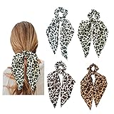 Bridas para el pelo con estampado de leopardo marrón, 35 cm de largo, 24 cm de ancho, cinta elástica para el pelo de aproximadamente 9 cm.