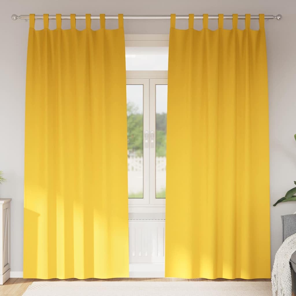 Tende oscuranti con occhielli, 2 pezzi, giallo senape, 260 x 140 cm, in poliestere, triplo tessuto, oscurante, termica, protezione dal calore, isolamento acustico, versatili, per soggiorno