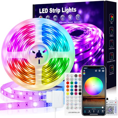VKH LED Strip 5m, LED Streifen 5m Selbstklebend Bluetooth RGB LED Band...