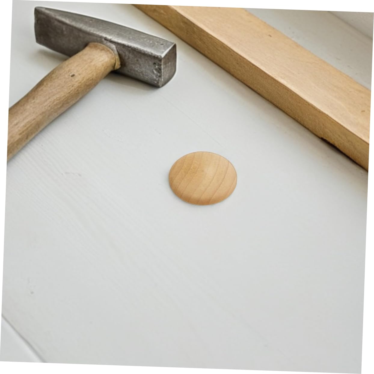 100-Pack Wooden Staircase & Furniture Plugs – Screw Hole Covers For Cabinet, Deck, And Trim (0.59” Round, Natural Finish)