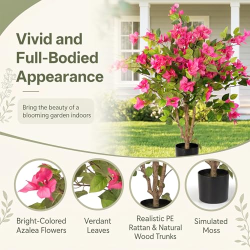 UFEH 3FT Artificial Bougainvillea Tree, Faux Bougainvillea for Indoor Outdoor Decor, Lifelike Bougainvillea Artificial Flowers Plant for Outdoors, Front Porch, Entryway, Office & Living Room by UFEH - Used condition - Image 3