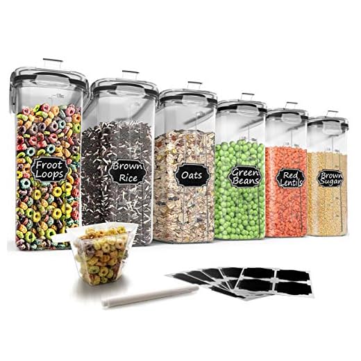 Wildone Contenedores de almacenamiento de cereales y alimentos secos, herméticos, para azúcar, harina, aperitivos, suministros de horneado, a prueba de fugas