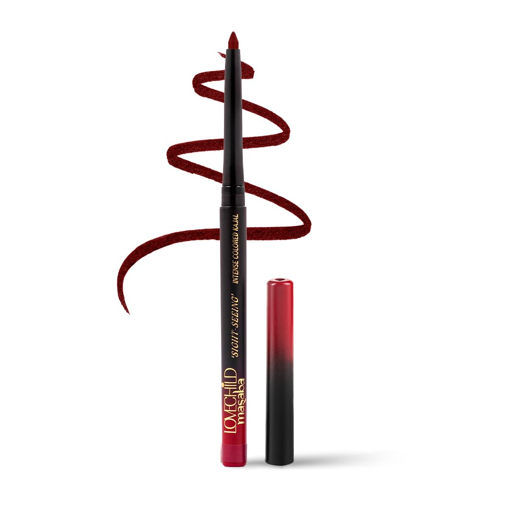LoveChild Masaba Colored Kajal, Mysore Maroon(Maroon)- Intense Color, Smooth Glide, Waterproof, Smudge-Proof Eye Pencil with Almond Oil, 0.3 g-image-15