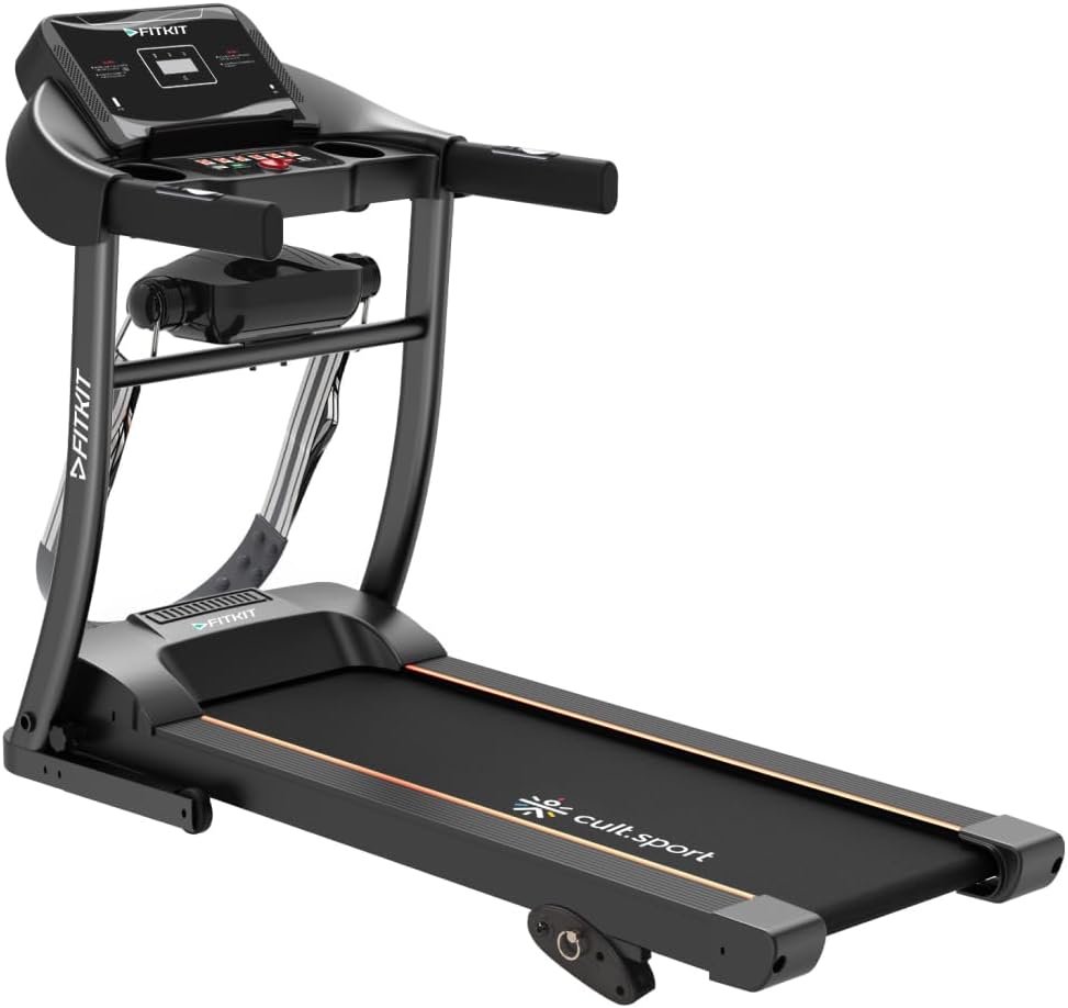 Fitkit by Cult Ft98 STM (3Hp Peak, Manual Incline) Treadmill for Home Gym Fitness with 1 Year Warranty, Black