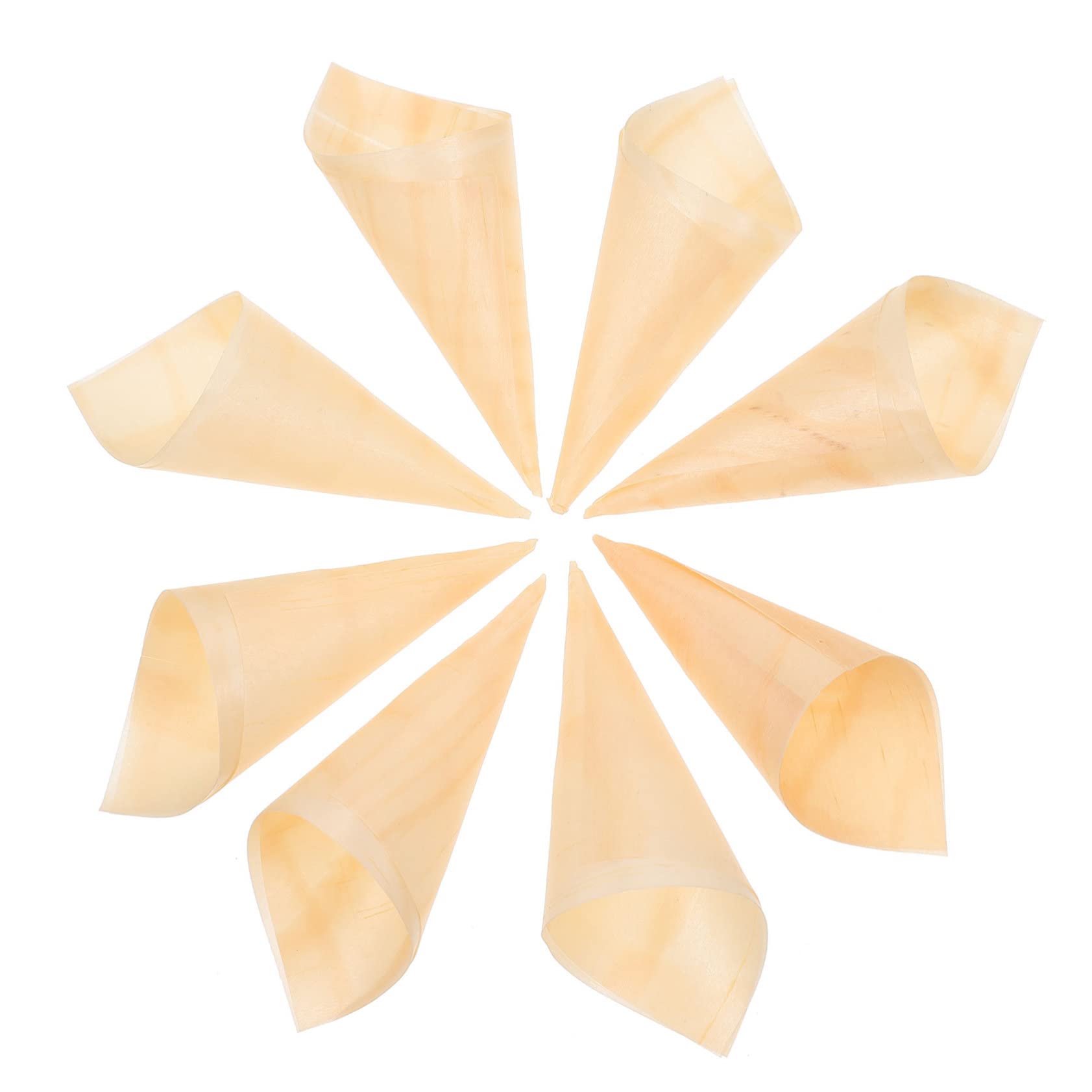 Unomor 50pcs Wood Veneer Cones Disposable Ice Cream Cups for Wedding Catering