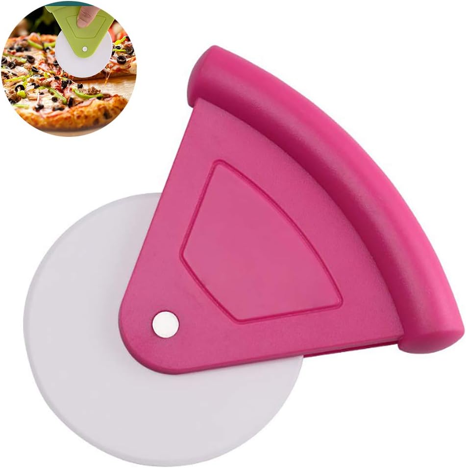 Plastic Pizza Cutter Wheel, Food Grade ABS Pizza Slicer with Ergonomic Handle, Candy Color Non Slip for Home Kitchen Restaurant Baking Supplies (pink)