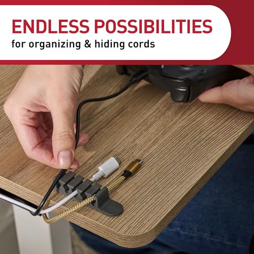 Image of Command 5-Cord Clip Organizer, Black, 4 Clips, 8 Medium Strips