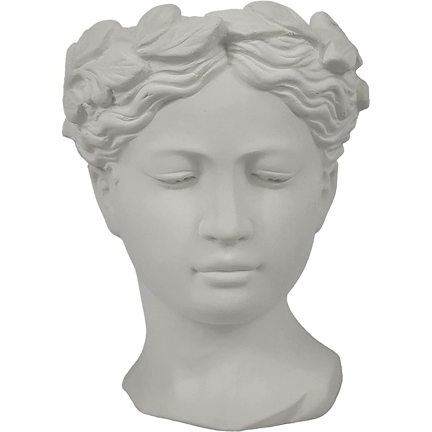 Coliseum Studio Inc. Medium Goddess Planter - Flower Pot with Drainage - Indoor Outdoor Decorative - Pot Head - for Succulents & Cacti – Medium - Handmade in The USA (White)