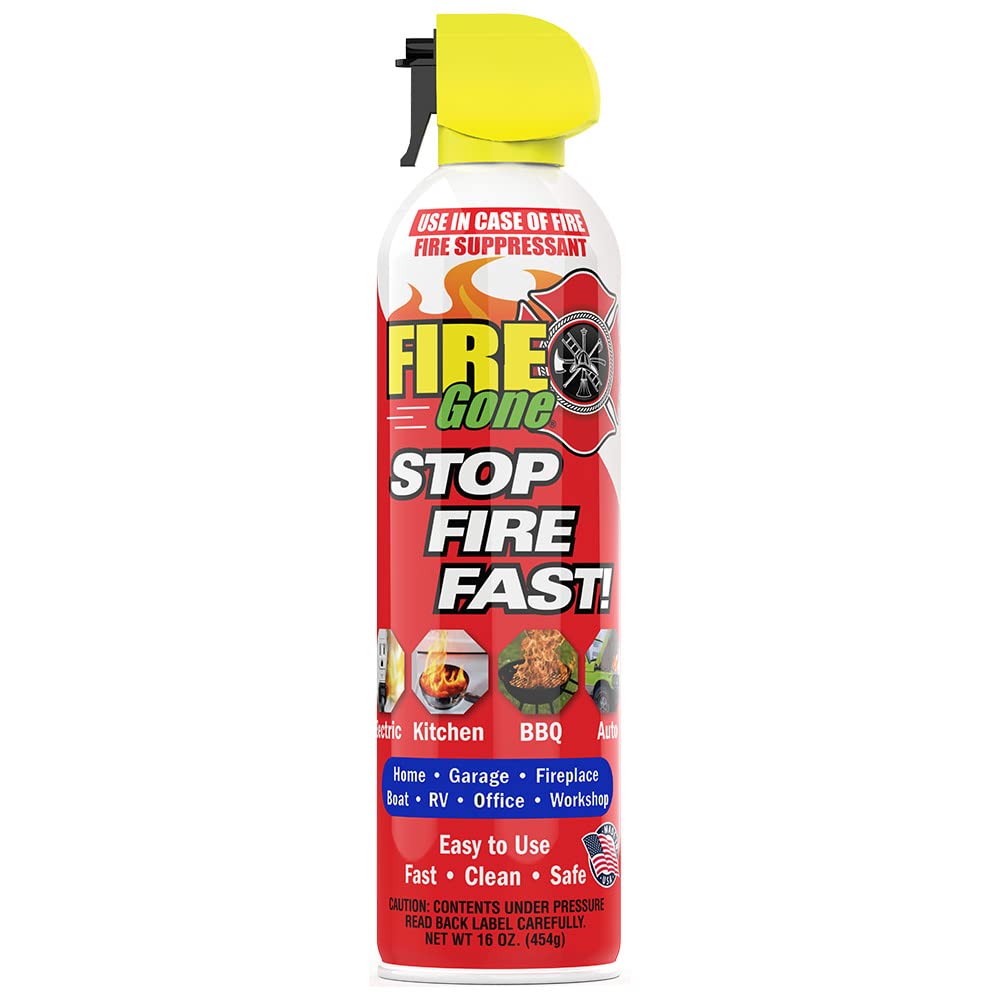 Fire Gone 5-in-1 Fire Extinguisher, Best Compact fire suppressant, for car, grease & electrical fires - PACK OF 2