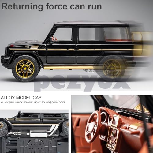 Image of Alloy Metal Car 1:24 AMG G63 G-Klessa Diecast Pullback Toy car with Openable Doors & Light, Music Boys Gifts Toys for Kids (Black)
