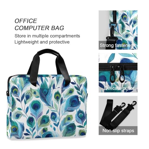 Bolsa para portátil ALAZA con estampado de plumas de pavo real miniatura 6