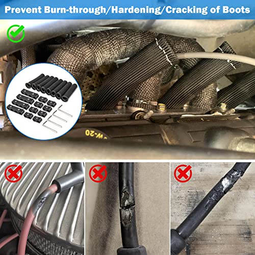 Shinehome AH-80005610 12Pc Engine Spark Plug Wire Separator Divider & 8Pc Spark Plug Wire Boots Protector Heat Sheild Sleeve 8Mm 9Mm 10Mm Spark Plug Wire Clamp Holder Aluminum Alloy Ignition Wire Divider thumb #6
