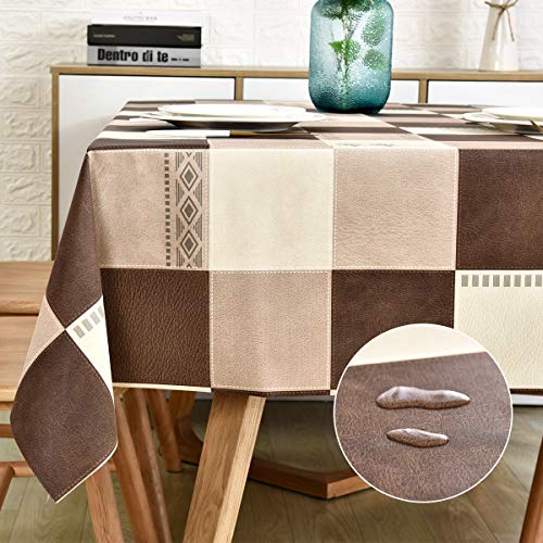 Lohascasa Pvc Tablecloth Oilcloth Plastic Wipeable Spill Proof - Oil Vinyl Tablecloths Luau Coffee Table - Tan And Brown Buffalo Plaid 54 X 78 Inch #TOP10