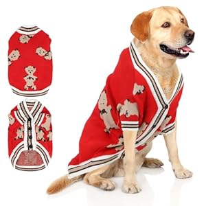 HAPEE Large Dog Sweaters Dog Bear Sweater for Large Dogs,fit Pet Christmas Clothes,Xmas Dog Accessories, Dog Apparel (Red Bear, Rec Dog’s Back Length:14″-17″(XL))