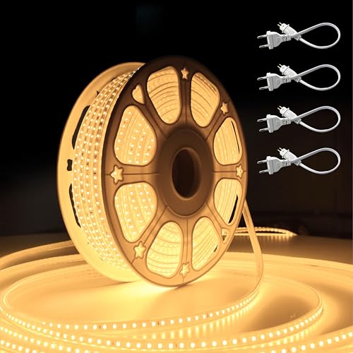 Image of Forus 40 Meter LED Rope Strip Light | Waterproof Outdoor Flexible Decorative Lighting | LED Neon Rope Light for Diwali, Christmas, Balcony, Ceiling & Home Decor, Yellow 1Pc with 4 Connectors