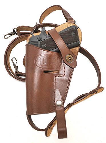 World War Supply M7 Left Hand Premium Brown Drum Dyed Leather Tanker Shoulder Holster Marked JT&L 1943 Holster Only - Thumbnail 4
