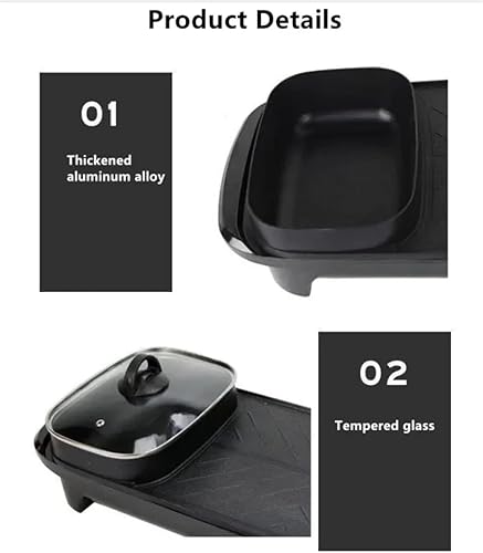 Miniatura 4 de Parrilla eléctrica 2 en 1 con olla caliente Shabu Shabu. Multifuncional interior Teppanyaki coreano barbacoa capacidad para 2-10 personas